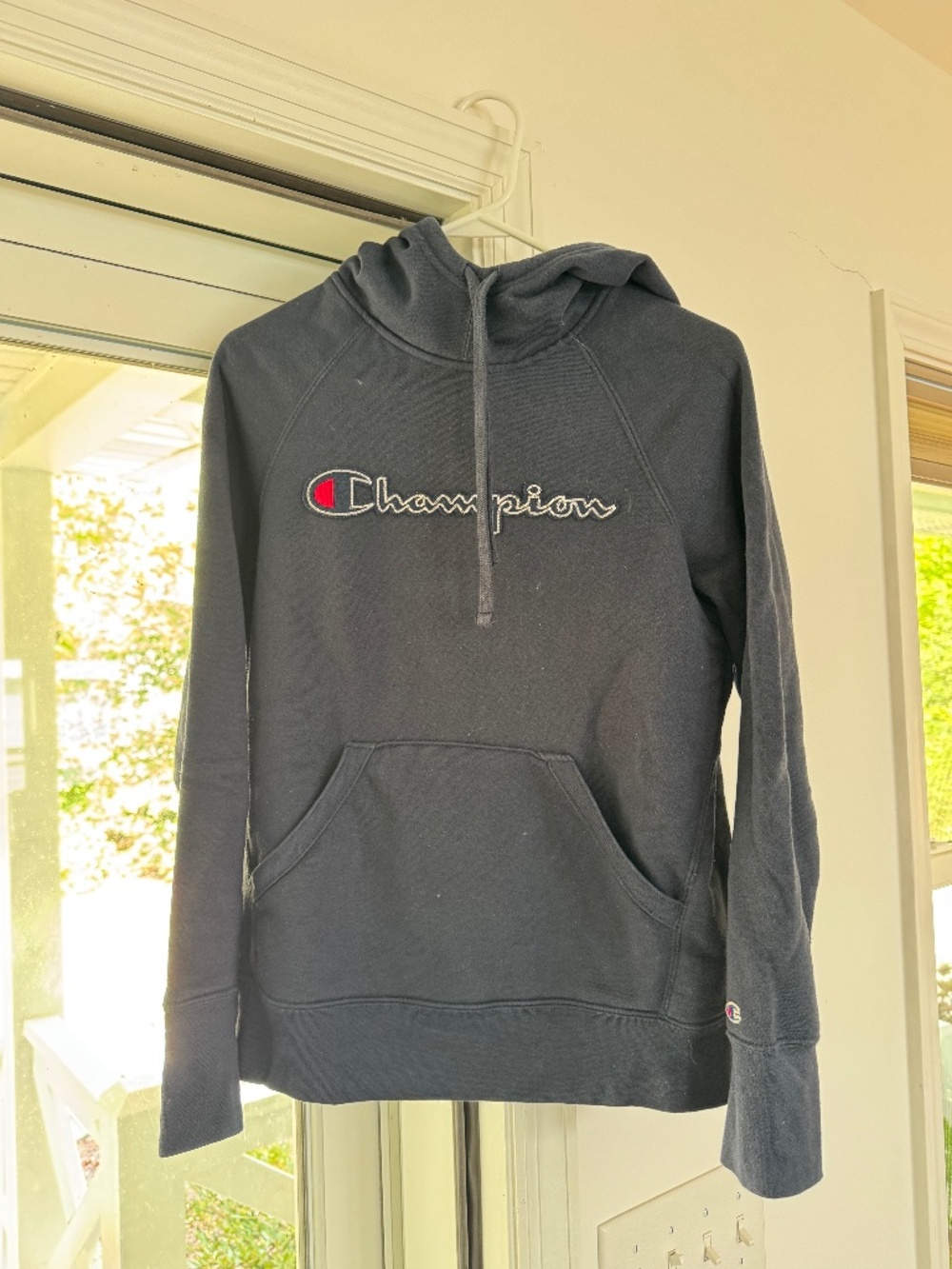 Champion hoodie, small, navy